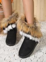 Botas De Invierno Para Mujer 2023 Nuevas Bota Corta De Algodón Con Forro De Poliéster Grueso Y Fleece Antideslizante Botas De Nieve Cálidas Y Planas - details 12