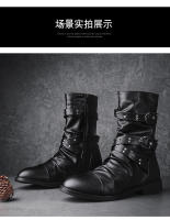 Botas De Motociclista Para Hombre Con Remaches Y Peluche Negro Cuero Genuino Botas De Bicicleta De Invierno Altas Para Exterior Diseñador Botas De Motorista - details 2