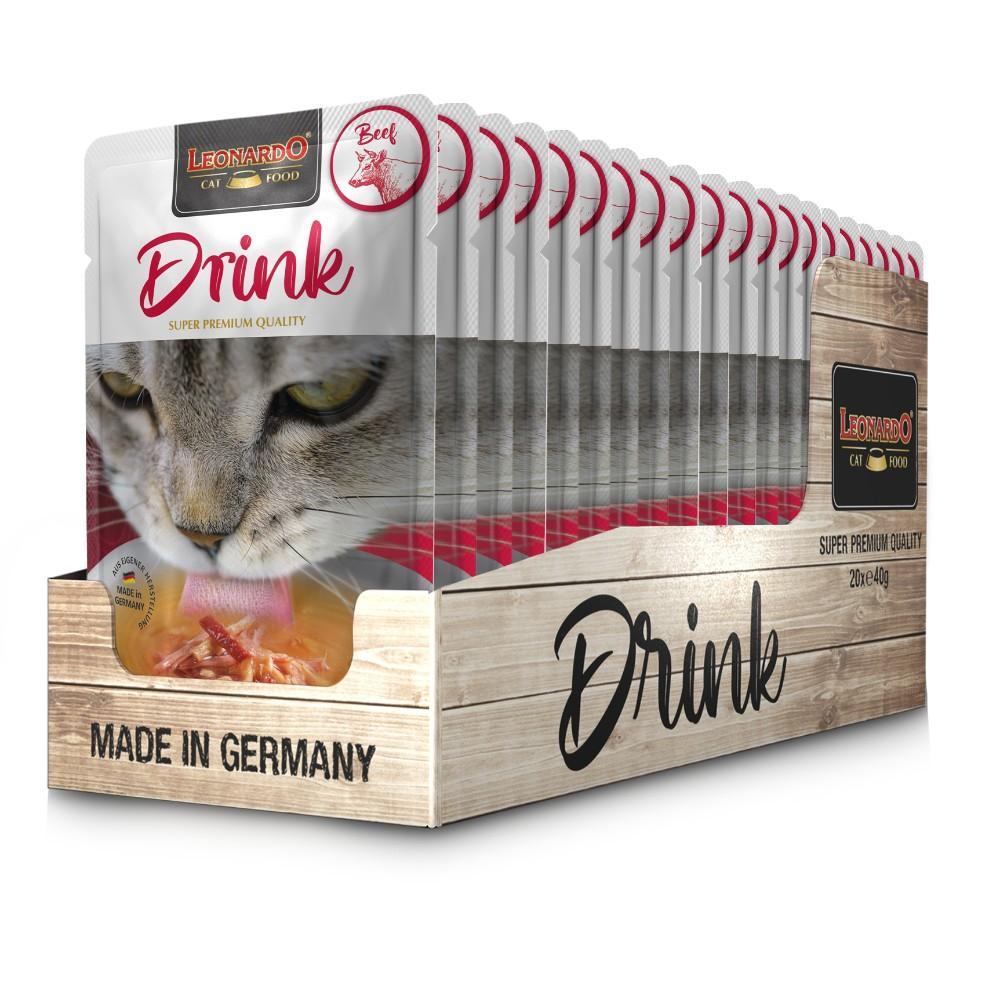 Pack 20X40 Gr - Leonardo Drink. Sopa Para Gatos - Alimento complementario para gatos adultos - Promueve la ingesta de líquidos