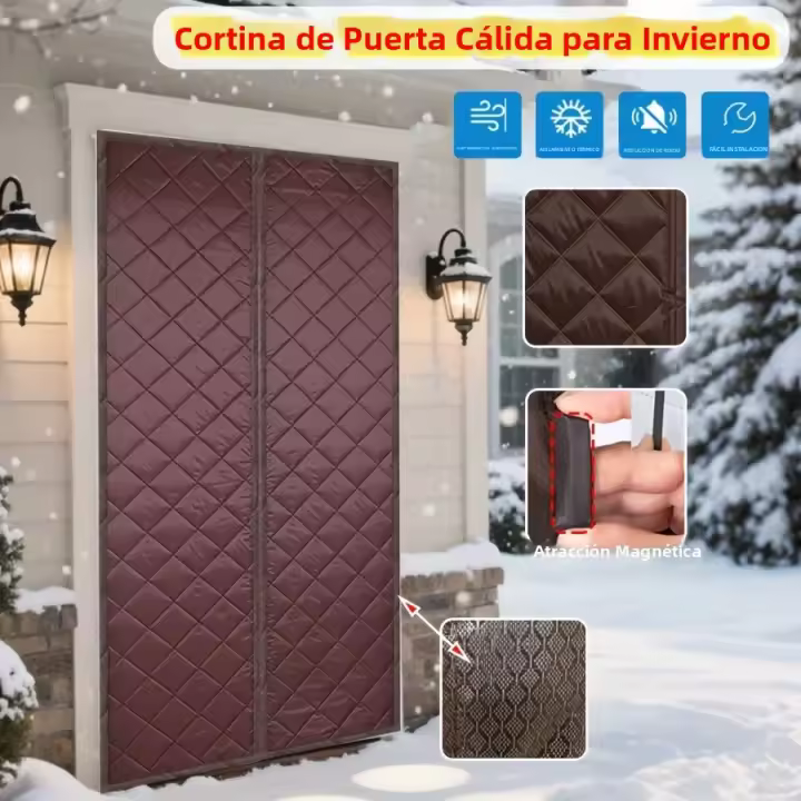 Cortina De Puerta Térmica De Alta Resistencia Sin Perforar Antigolpes Aislante De Viento Y Ruido Privacidad Para Puerta De Entrada Interior Gruesa Y Cálida - 1