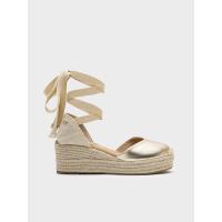 Alpargatas de Cuña Media con Cierre de Cintas al Tobillo - Sandalias de Esparto y Antelina para Mujer - Estilo Boho Verano - details 1