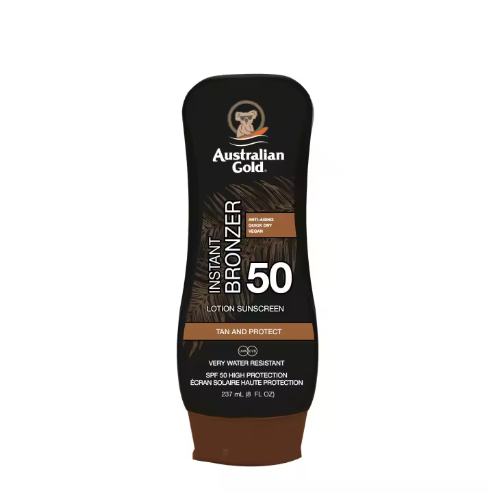 Australian Gold  SPF 50 LOTION W/ BRONZER, protector solar en loción con acelerador del bronceado 237ml - 1