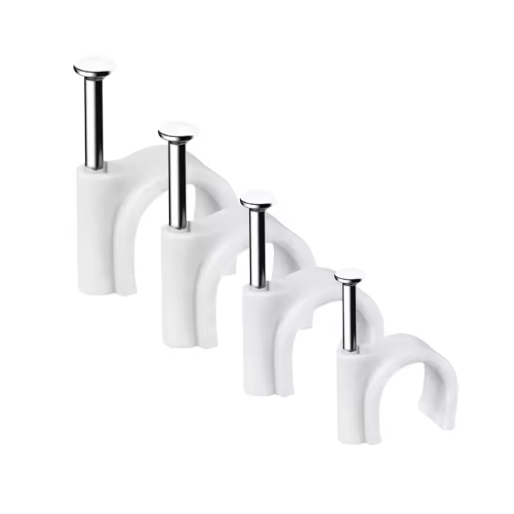 Clips para cables, 400 unidades, resistentes, redondos y blancos, en 4 tamaños (4 mm, 6 mm, 8 mm y 10 mm), para organizar cables. - 1