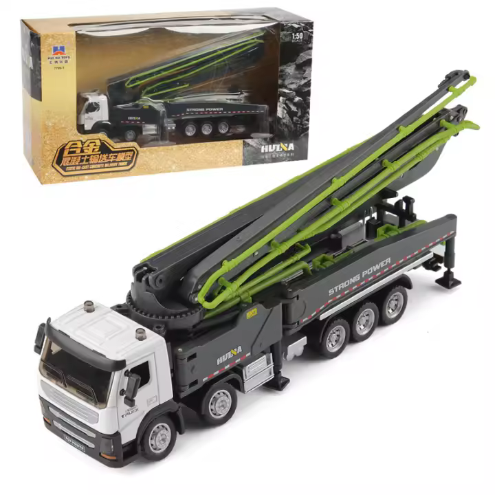 Huina Modelo 1709 Camión De Bombeo De Hormigón De Metal Aleación 1:50 Juguete De Simulación De Rodillo Hydraulico Modelo De Ingeniería De Construcción Diecast Para Niños - 1