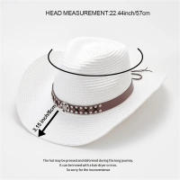 Sombrero De Paja Con Cinturón Para Mujer Protección Solar Casual Vintage Adecuado Para Viajes Pesca Y Exterior - details 1