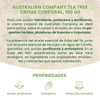 Crema para Cara y Cuerpo con Árbol de té Australian Company Tea Tree, 100 ml Purificante, para Pieles impuras con aloe vera orgánico - details 1