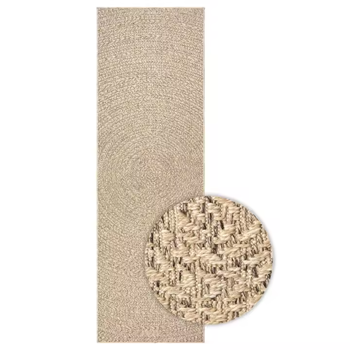 vidaXL Alfombra ZIZUR apariencia de yute interior y exterior 80x200 cm Estampado Rectangular,  Circular,  y mas Alfombras de área  Alfombra de Piso para Sala de Estar Dormitorio Habitación Salón - 1
