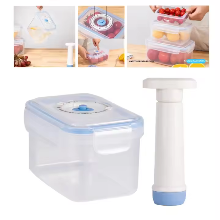 Contenedor De Vaciado Multifuncional Para Cocina Airtight Horno Resistente Al Desbordamiento Contenedor De Alimentos Con Sellado Para Frutas Vegetales Granos Arroz - 1