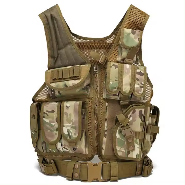 Chaleco de combate de camuflaje militar, chaleco táctico de malla transpirable para entrenamiento de seguridad en el campo CS. - 1