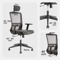 AREBOS Silla de oficina ergonómica silla escritorio con reposacabezas ajustable - details 7
