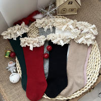 Calcetines Altos Para Bebés Niñas Otoño Invierno Con Encaje Y Volante Algodón Princesa Navidad Para 0-5 Años Talla True Fit - details 7