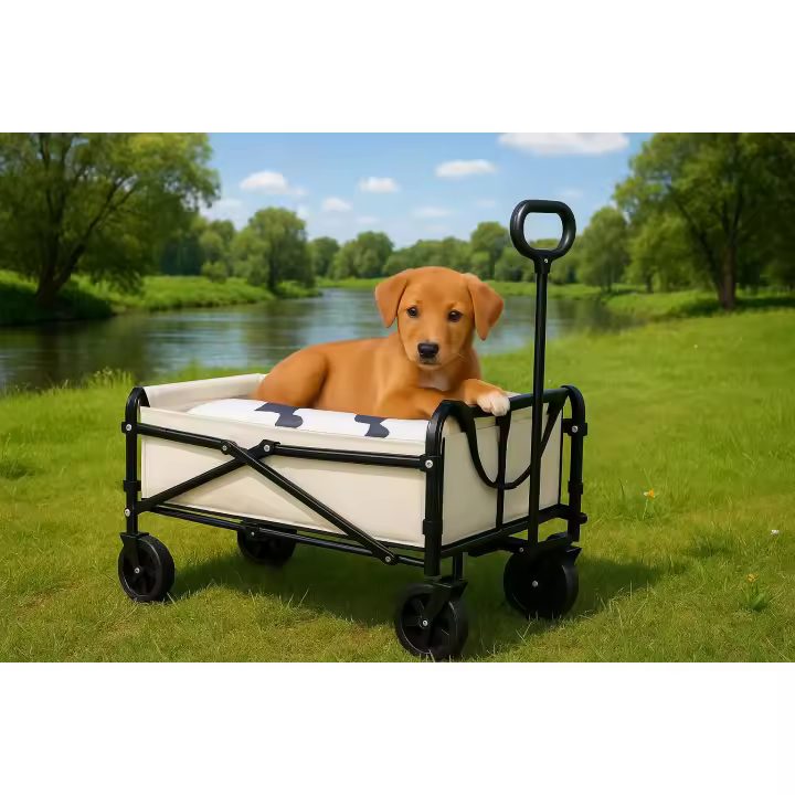 Carro Plegable con Ruedas Grandes und Manija Ajustable, Carro Transporte para Jardín, Playa, Camping, Capacidad de Carga 80 KG - 1
