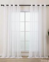 Cortinas blancas para sala de estar, modernas cortinas de tul con ojales para ventanas de dormitorio, juego de 2, largo140*270cm - details 0