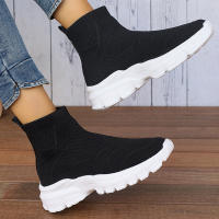 Botas De Invierno Para Mujer Calidad Superior Tejidas Botines Chelsea Moda Confort Medio Tacón Material Synthético Forro Poliéster - details 11