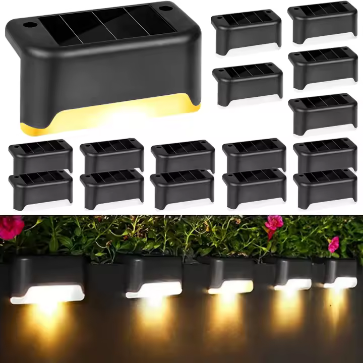 4 Pack Luces Solares LED Para Escaleras Impermeables Para Jardín Exterior Terazas Y Pasillos De Guardia Luz De Noche Para Borde De Jardín Modernas IP45 ABS Fuente De Energía Solar - 1