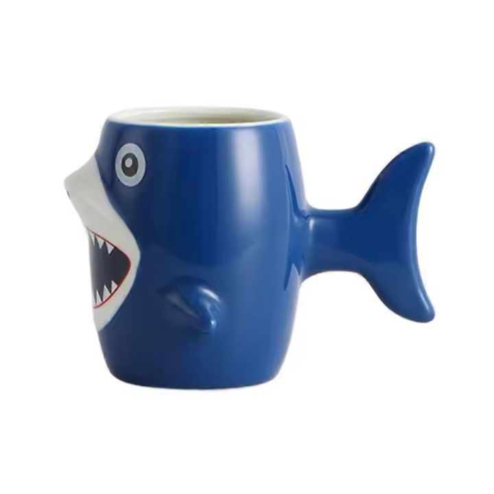 Taza de Cerámica de Tiburón para niños Niños 450mL chocolate caliente cacao café té - 1