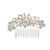 Peine De Boda Con Floral De Strass Y Rosas Simples Accesorio Para El Cabello De Aleación De Aluminio Peine Inserto Para Vestido De Novia - details 2