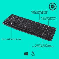 Logitech K120 Teclado USB con Cable para Windows, Tamaño Normal, Resistente a Líquido, Barra Espaciadora Curvada, PC/Portátil, Disposición QWERTY Español, Color Negro - ‎920-002518 - details 4