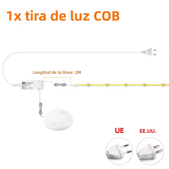 Tira De LED COB 12V Con Sensor De Movimiento Y Interruptor Inteligente Alta Densidad Flexible Iluminación Nocturna Para Armario Estante De Exhibición Luz Trasera De Gabinete - 1