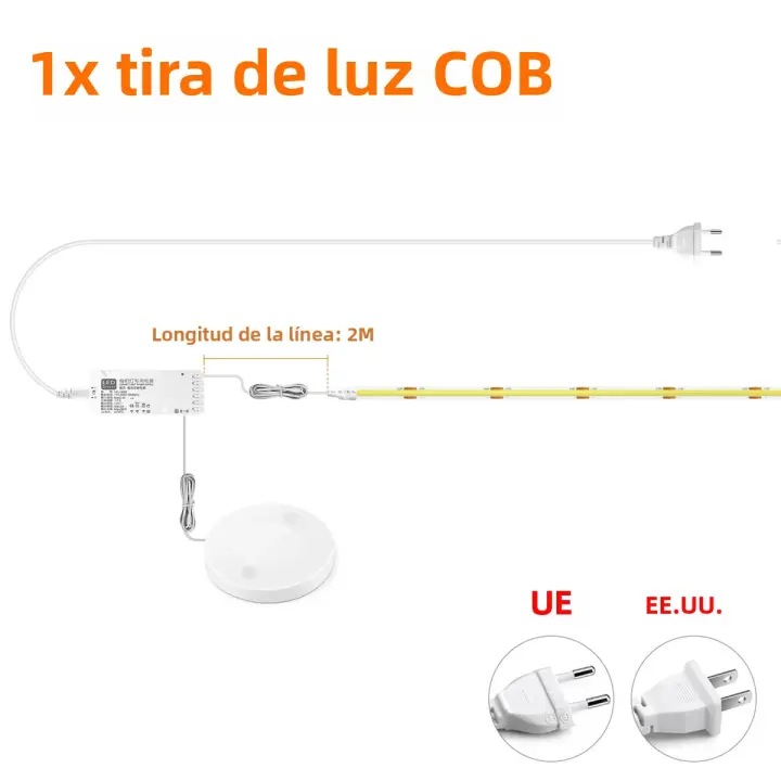 Tira De LED COB 12V Con Sensor De Movimiento Y Interruptor Inteligente Alta Densidad Flexible Iluminación Nocturna Para Armario Estante De Exhibición Luz Trasera De Gabinete - 1