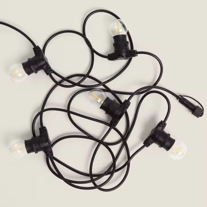 Ledkia Guirnalda Exterior con Bombillas LED B22 Filamento G45 5m IP44 Negro 4000K Blanco Neutro - 1