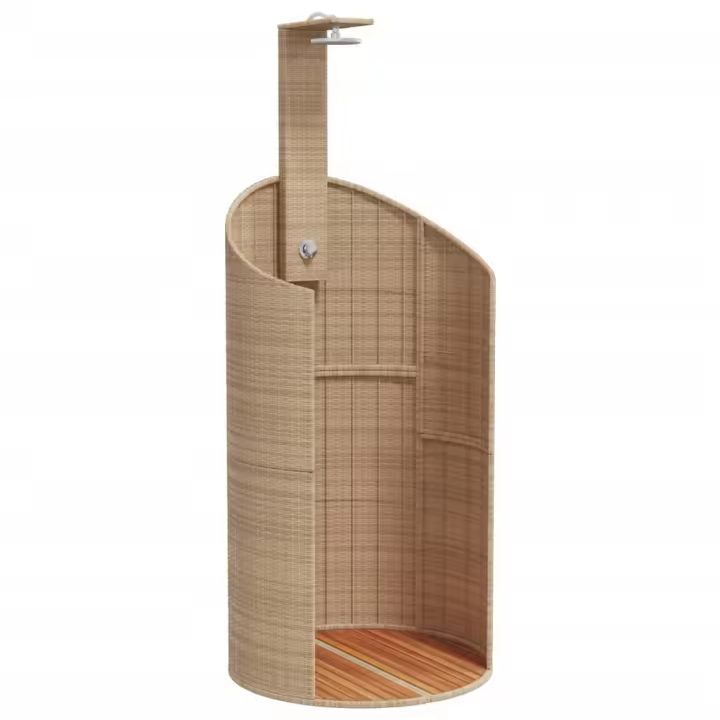 vidaXL Ducha de Exterior para Piscina Mueble Ratán PE Madera Acacia Color Gris,  Negro,  Beige y mas - 1
