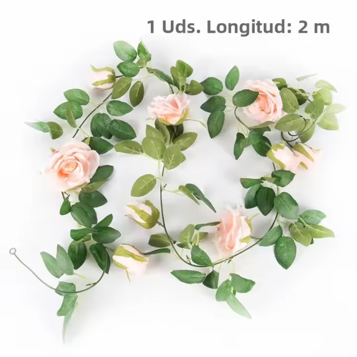Guirnalda De Flores Artificiales Rosa 2/4m Para Boda Fiesta De Baño De Novia Eventos Decoración De Hogar Tamaño 2m/4m Color Rosa - 1