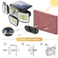 Luces Solares Con 278LEDs 4 Cabezas Ajustables Y 3 Modos De Iluminación IP65 Impermeables Para Seguridad Exterior Jardín - details 7
