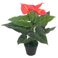 vidaXL Planta de anturio artificial con maceta 45 cm roja y amarilla - details 0