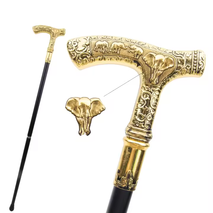 Bastón Decorativo De Elefante Dorado Elegante 35 Pulgadas Aleación De Lujo Para Cosplay Steampunk Y Fiestas De Disfraz - 1