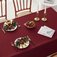 Mantel De Poliéster Rojo Navideño 1PC Antirrehogado Lavable Y Reutilizable Decoración De Mesa Para Restaurante Cocina Y Banquete - details 2
