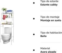 Estante de metal para organizar el baño, estantería de almacenamiento sin perforaciones, tipo de suelo, para champú, toalla, Etc. Estante de accesorios, organizador para lavadora - details 3