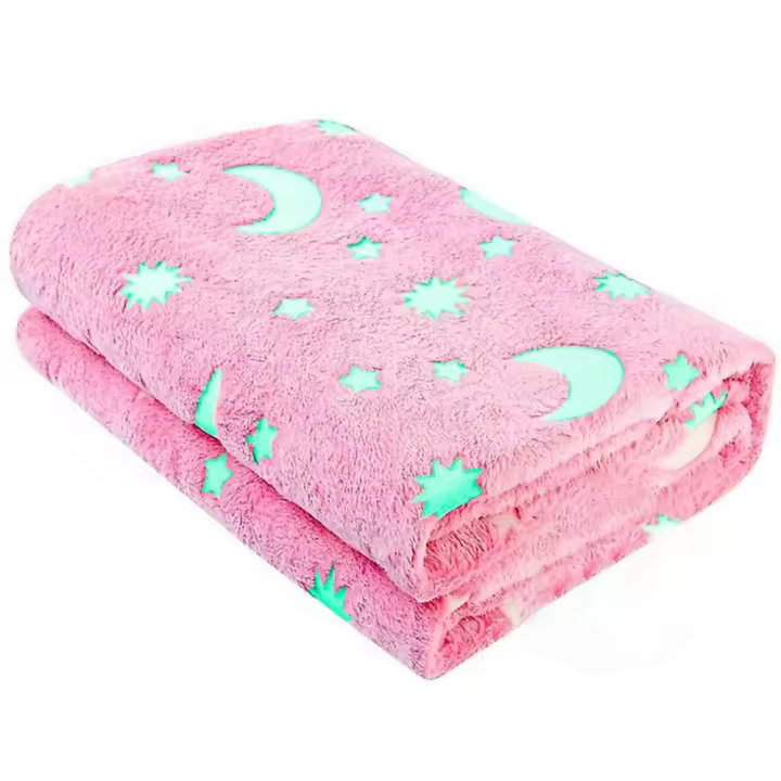 Mediawavestore Manta Suave Rosa Mágica para Niños con Lunas y Soles Fluorescentes - 1