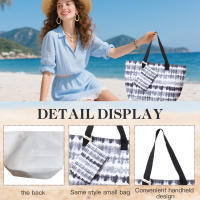 Bolso de playa plegable grande con cremallera - Bolso de hombro ligero y duradero con monedero incluido, ideal para compras, camping y viajes, diseño de hojas tropicales impreso, múltiples colores disponibles - details 2