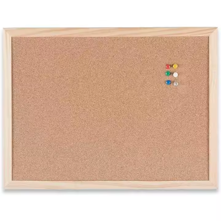 Tablero de Corcho, Tablón de Anuncios con Marco de Madera Tablero de Nota de Pared de Corcho para Decoración del Hogar. - 1