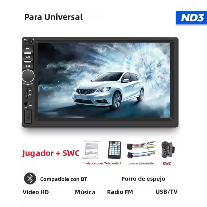 Radio De Coche Universal Navifly 7 Pulgadas Pantalla Táctil HD 2 Din Múltiples Idiomas Bluetooth Audio Intelligente Con Control Remoto Y Función De WiFi - 1