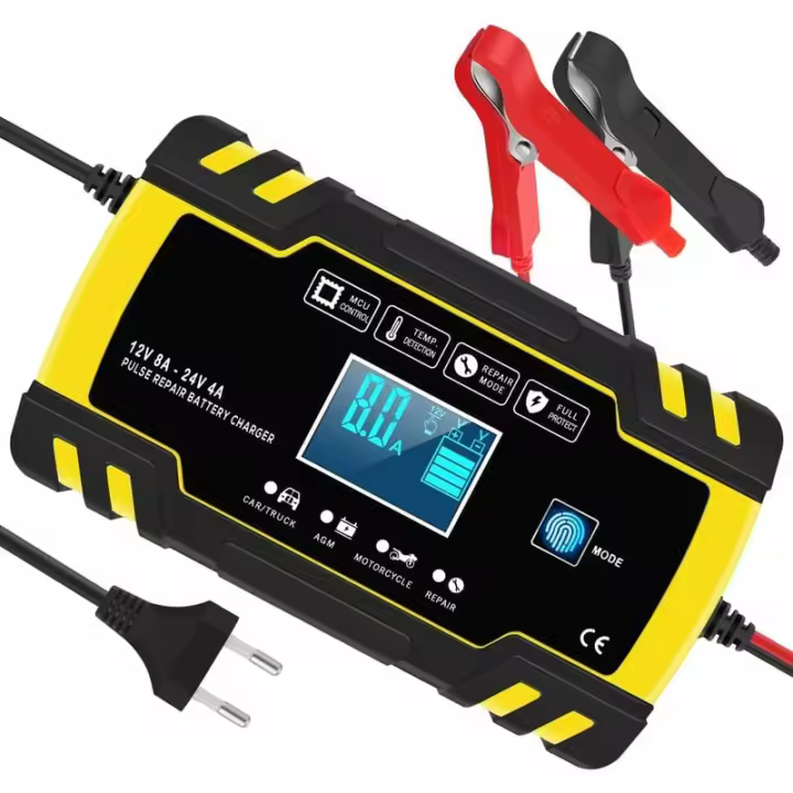 Cargador de batería inteligente 12v / 24v 8a, mantenedor de cargador de batería de tres etapas - 1