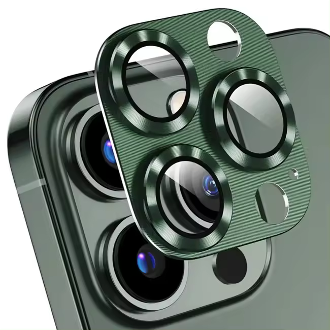 Protector De Lente De Cámara Para iPhone 14 13 pro Max Mini Y 14 plus Vidrio Metálico Transparente Resistente a Arañazos Y Agua Cubierta Completa - 1