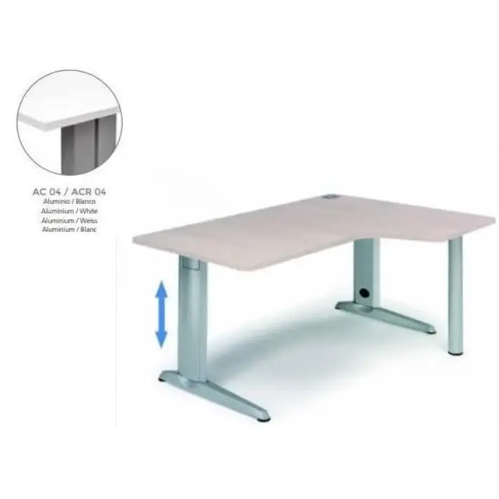 MESA DE ROCADA METAL ADJUST EN FORMA DE L DERECHA 160X120 CM COLOR BLANCO - 1