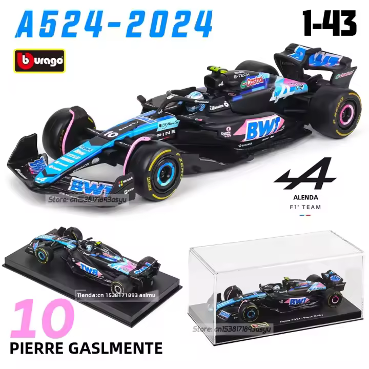 Modelo De Coche De Colección Bburago 1:43 Alpine F1 Team 2024 A524 Con Pierre Gasly Y Esteban Ocon Aleación De Metal Juguete Para Coleccionistas - 1