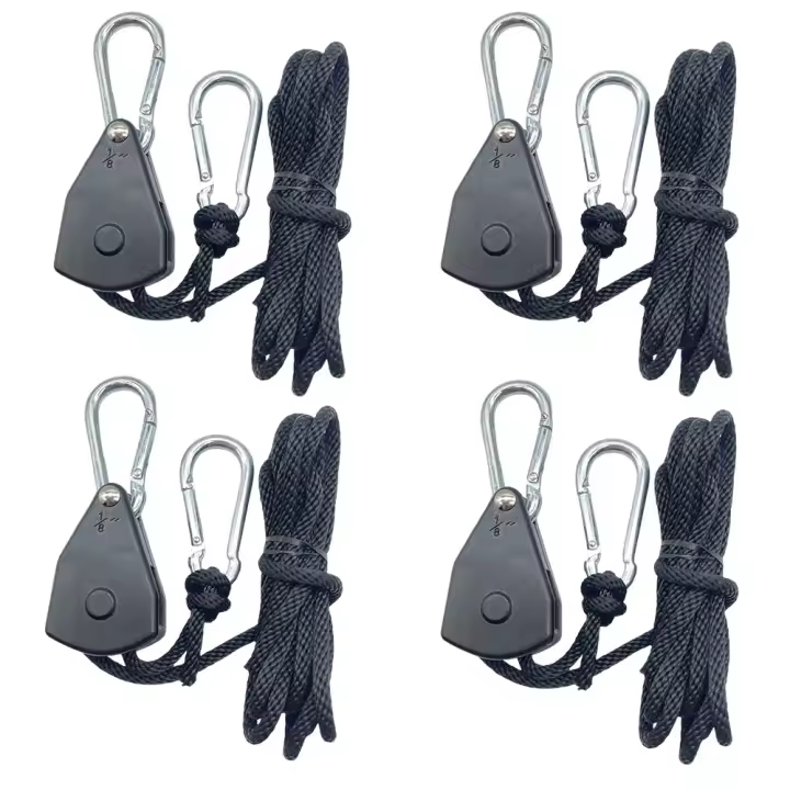 4pcs Cordón Ajustable De 8 Pulgadas Para Vela De Paraguas 2m Herramienta De Colgaje Para Silla De Pescar Lámpara De Cultivo Tira De Levantamiento Con Anillo De Acero Carbono - 1