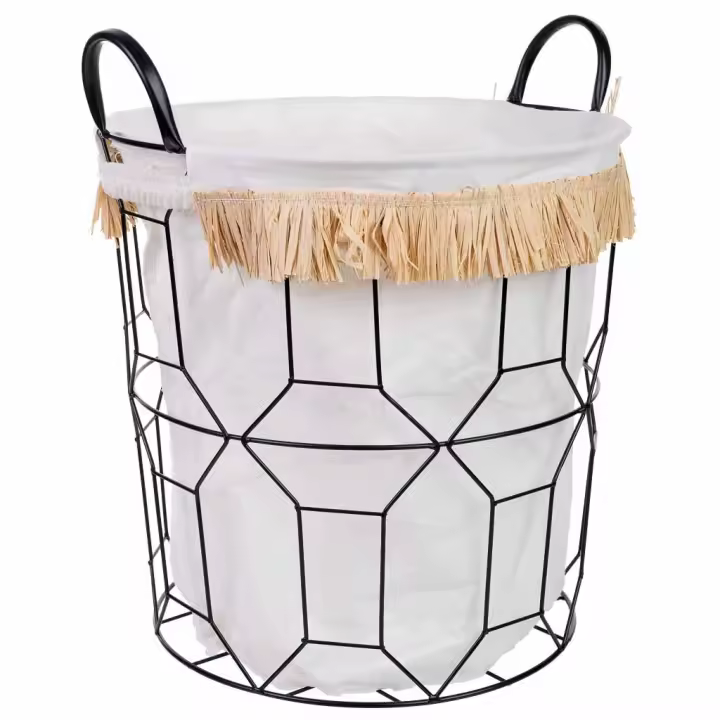 Cesto de almacenamiento de metal y tela D36x36/43 - 1