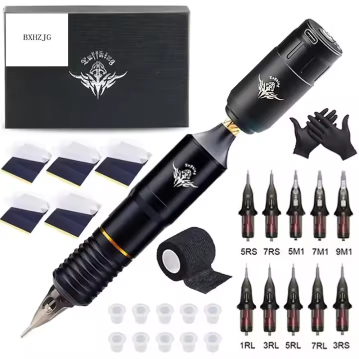 Kit Profesional De Máquina De Tatuaje Portátil Con Rotación Y Corriente De Alimentación RCA Interface Herramientas De Maquillaje Permanente Pen Set De Rotación Inalámbrica Para Tatuaje - 1