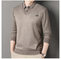 Suéter De Poliéster Para Hombre Con Cuello Polo Y Rayas Gris Oscuro Acolchado Y Cálido Para Otoño E Invierno Moda Coreana - details 9
