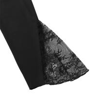 Vestido Mini De Encaje Asimétrico Para Mujer Estilo Gótico Otoño Tallas S-2XL Pullover A-Line Con Cuello Otro Tipo De Patrón Solido - details 9