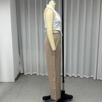 Conjunto De Dos Piezas Para Mujer Wefads Estilo Casual Sencillo Sin Mangas Cuello En V Botones Con Cordón Pantalones Rectos Abiertos En La Cintura - details 2