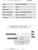 Lámpara Nocturna LED Con Sensor De Movimiento Lámpara De Noche Para Decoración De Habitaciones Y Armarios Con Enchufe EU Luz De Noche Rectangular Para Dormitorio Y Hogar - details 6