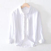 Camisa De Lino Puro Para Hombres Diseñadora Nueva Con Manga Larga Moda Casual Comoda Top Ropa Camisas De Hombre Chemise - details 1
