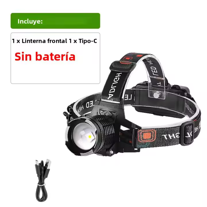 Linterna Frontal LED Potente 200000LM Torcha De Pesca Con Luz De Advertencia Lámpara De Cabeza De Longitud De Rayo Para Aventuras Al Aire Libre - 1