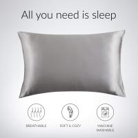 Juego de 2 fundas de almohada de satén para Cabello y piel de color gris Pletado de 20x30 pulgadas - Juego de 2 fundas de almohada de satén con Cierres type sobre - details 3